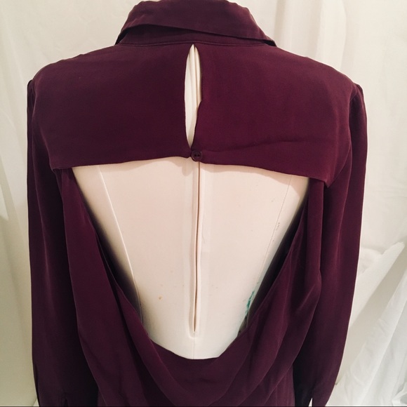 Parker Button Down w/Open back - Plum - Picture 3 of 5